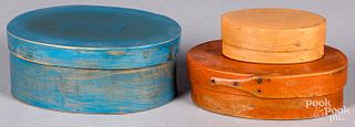 Three Shaker style bentwood boxes