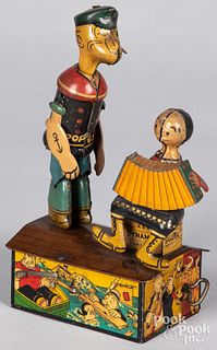 Marx tin lithograph wind-up Popeye and Olive Oyl