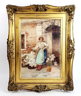 Emmanuale Brugnoli (1859-1944) Italian Watercolor of