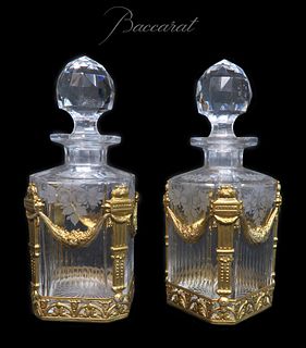 Pair of 19th C. Imposing Ormolu & Baccarat Glass Liquor