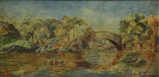 SOYER, Moses Oil on Board, Landscape with Pond.