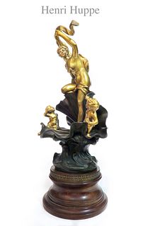 Art Nouveau Henri Huppe Gilt Bronze Nude Woman