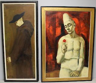 DE RUTH, Jan. Two Oils. Monk in Hat & Clown with