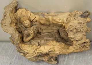 Finely Carved Reclining Quan Yin.