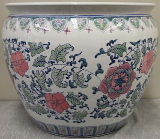 Vintage Chinese Enameled Porcelain Fish Bowl.