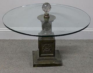 Patinated Bronze and Glass Top Coffee Table