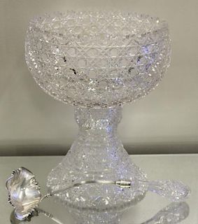 Fine Cut Glass Punch Bowl and Ladle.