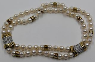 JEWELRY. 18kt Gold and Pearl Necklace.