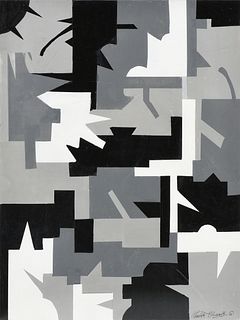 CHARLOTTE KLEBANOFF (American 20th/21st Century) A PAINTING, "Black and White Monochromatic,"