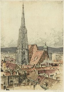 JOSEF EIDENBERGER (Austrian 1899-1991) A PRINT, "The Cathedral," 