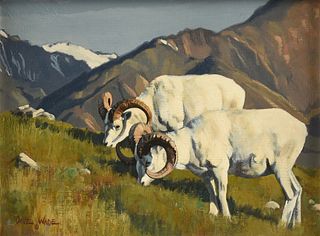 DAVE WADE (American 1952-2019) A PAINTING, "Two Rams," 