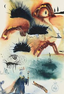 SALVADOR DALI (SPANISH 1904-1989) A PRINT, "The Lobster Quadrille," FROM ALICE'S ADVENTURES IN WONDERLAND, SIGNED,