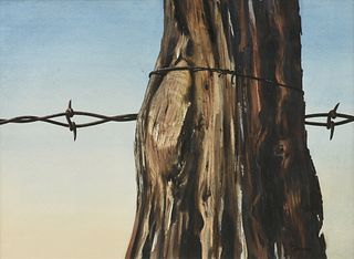 MICHAEL FRARY (American/Texas 1918-2005) A PAINTING, "The Wire that Tamed the West,"