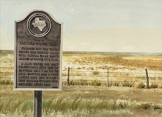 MICHAEL FRARY (American/Texas 1918-2005) A PAINTING, "State Historical Survey Committee: Route of Tascosa-Dodge Trail, 1966,"