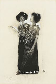 PETER PAONE (American b. 1936) A DRAWING, "Conjoined Women," 