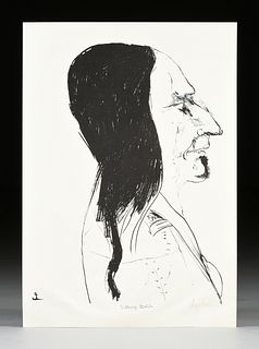 LEONARD BASKIN (American 1922-2000) A PRINT, "Sitting Bull," 