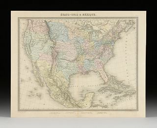 CHARLES FURNE (1794-1859) A MAP OF THE U.S. AND MEXICO, "États-Unis & Méxique.," PARIS, CIRCA 1851,