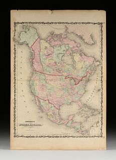 ALVIN JEWETT JOHNSON (1827-1884) AN AMERICAN CIVIL WAR ERA MAP, "Johnson's North America," CIRCA 1862,