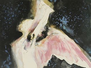 CHARLES SCHORRE (American/Texas 1925-1996) A PRINT, "Angel with Pink Wings,"