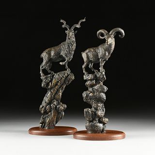 TOM TISCHLER (American/Australian 20th/21st Century) TWO BRONZES, "Markhor," AND "Tur," EACH FIRST IN EDITION, AUSTIN, TEXAS, 1984,