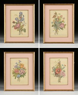 after JEAN LOUIS PRÉVOST (French 1760-1810) FOUR HAND COLORED PRINTS AND TWO PAINTINGS, 19TH/20TH CENTURY,