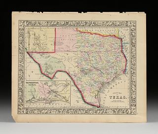 SAMUEL AUGUSTUS MITCHELL JR., AN AMERICAN CIVIL WAR ERA MAP, "County Map of Texas," CIRCA 1863,