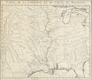 GUILLAUME DE LISLE (1675-1726), AN 18TH CENTURY FRENCH COLONIAL MAP, "Carte de la Louisiane et de Cours du Mississipi," AMSTERDAM, CIRCA 1727, 