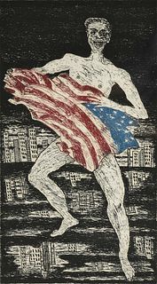 DEREK BOSHIER (British b. 1937) A PRINT, "Wake up America - Get a Fresh Start Everyday," 1982,