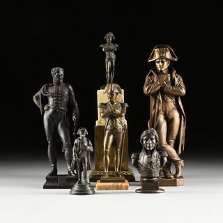 AN ASSEMBLED GROUP OF SIX NAPOLEON, NELSON, AND VON BLÜCHER SCULPTURES, 19TH AND 20TH CENTURIES,