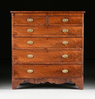 A FEDERAL FLAME MAHOGANY CHEST OF DRAWERS, NEW ENGLAND, CIRCA 1830,