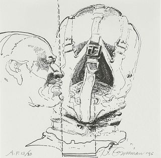 NANCY GROSSMAN (American b. 1940) A PRINT, "Head Study," ARTIST PROOF, 1995,