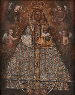 A SPANISH COLONIAL PAINTING, "Virgen de Guadalupe," SOUTHERN CUSCO SCHOOL, PROBABLY BOLIVIAN, 18TH CENTURY,
