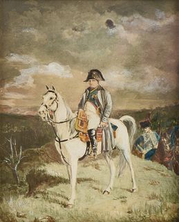 JEAN-LOUIS ERNEST MEISSONIER (French 1815-1891) A CABINET PAINTING, "Napoléon Bonaparte et Ses Troupes," IN GREEN VEST, 1863,