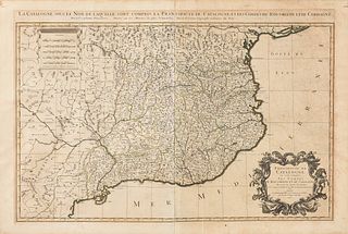 ALEXIS HUBERT JAILLOT (1632-1712) A LOUIS XIV BAROQUE MAP OF SPAIN, "Principauté de Catalogne ou song compris Les Comtes de Roussillon et ed Cerdagne,