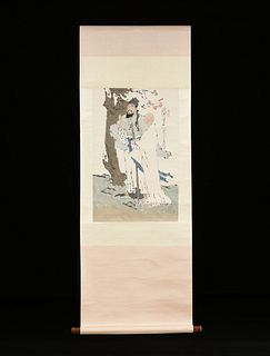 attributed to FENG ZIKAI (Chinese 1898-1975) A SCROLL PAINTING, "Scholar and Monk,"