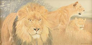 CHARLES BECKENDORF (American/Texas 1930-1996) A PAINTING, "Lion's Pride,"