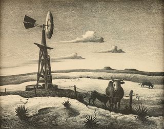 THOMAS HART BENTON (American 1889-1975) A PRINT, "West Texas," CIRCA 1952,