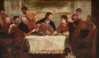 manner of PAOLO VERONESE (Italian 1528-1588) AN OLD MASTER STYLE PAINTING, "Feast at the House of Levi," PROBABLY PARIS, 18TH/19TH CENTURY,