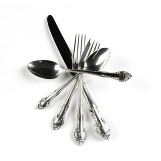 A SIXTY-NINE PIECE GORHAM STERLING SILVER “ENGLISH GADROON” FLATWARE SERVICE, MARKED, 20TH CENTURY,