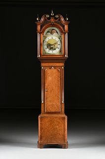 A GEORGE III INLAID FLAME MAHOGANY TALL CASE CLOCK, SIGNED BRIGG KIGHLEY, HMS 1795 RODNEY, LATE 18TH CENTURY,