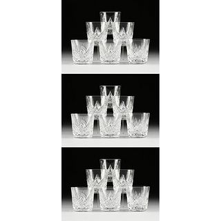 A SET OF EIGHTEEN BACCARAT CUT CRYSTAL "COLBERT" DOUBLE OLD FASHIONED TUMBLERS, SIGNED, MODERN,
