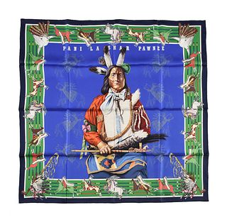 AN HERMÉS CARRÉ SCARF BY KERMIT OLIVER (American b. 1943) "Pani la Shar Pawnee," INSCRIBED AND SIGNED, APRIL 23, 1998,