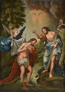 manner of PIERRE MIGNARD (French 1612-1695) A PAINTING, "The Baptism of Christ in the River Jordan," 18TH/19TH CENTURY,