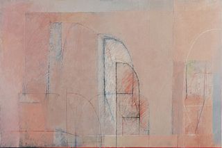 JOSEPH ALMYDA (American 1927-2011) A PAINTING, "Geometric Abstract (Untitled)," CIRCA 1990,
