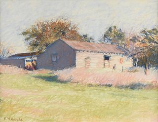 PAULINE HOWARD (American/Texas b. 1951) A DRAWING, "Hill Country Barn,"