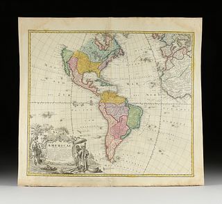 HOMANN HEIRS, A MAP OF THE AMERICAS, "Americæ Mappa Generalis," NUREMBERG, PUBLISHED 1746,