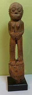 Antique Indonesian? female figure post on stand