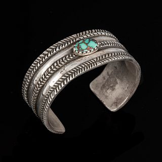 Diné [Navajo], Ernie Lister, Silver and Royston Turquoise Cuff Bracelet