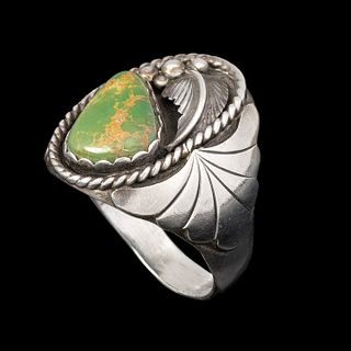 Hopi, Michael Kabotie [Lomawywesa], Sterling Silver and Turquoise Ring