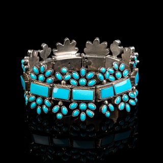 Diné [Navajo], Alice Lister, Sleeping Beauty Turquoise and Silver Bracelet